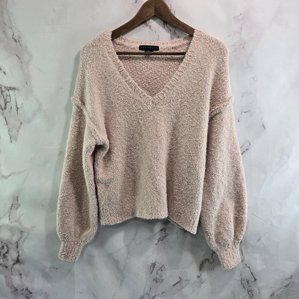 Anthropologie Sweater Womens XS Light Pink V Neck Dolman Drop Shoulder Sanctuary
